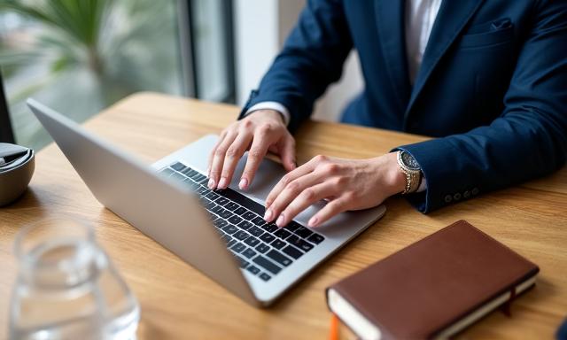 Freelancer working with digital contract