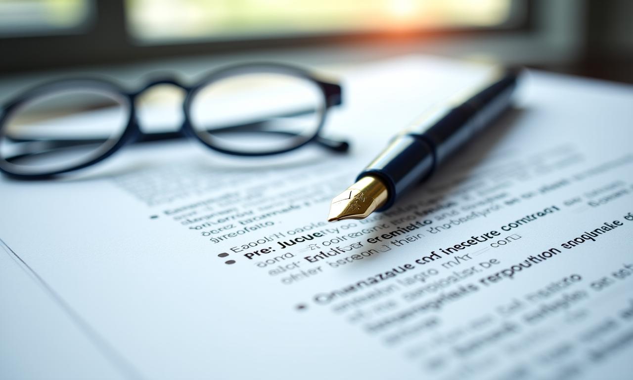 Close up of a professional reviewing a freelance legal contract in a bright London office