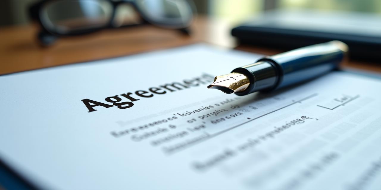 Close up of a legal document under professional lighting on a wooden desk